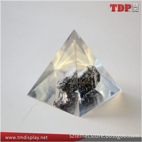 Clear Acrylic Encapsulated Oil Drop Paperweight